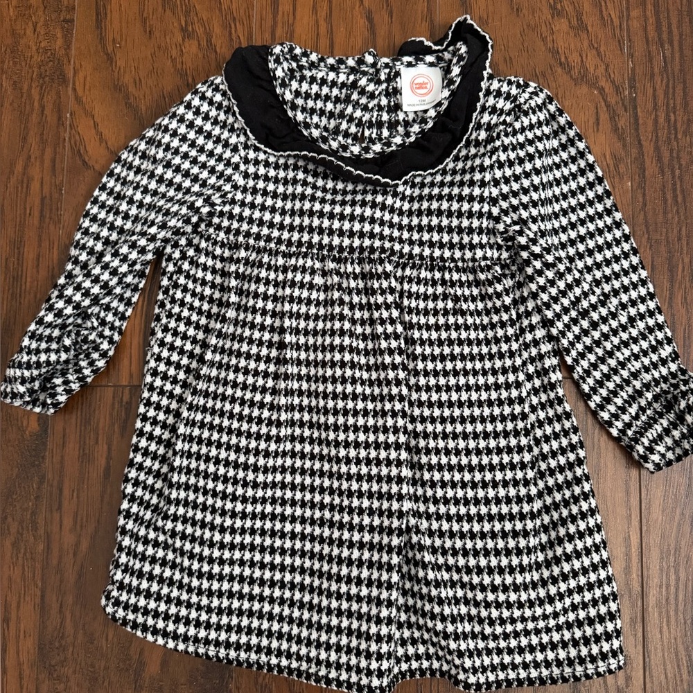 Wonder Nation Black and White Cowl Neck Pleated Dress